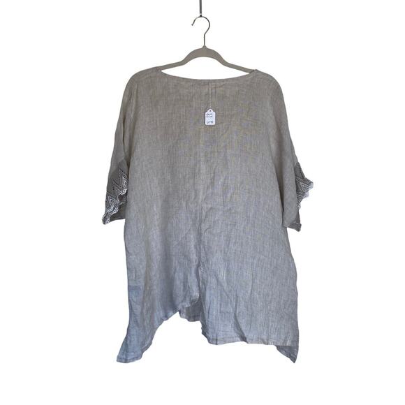 MORAITIS Linen Beige Tunic Tan Size Large Shift Boho Natural - Picture 2 of 8